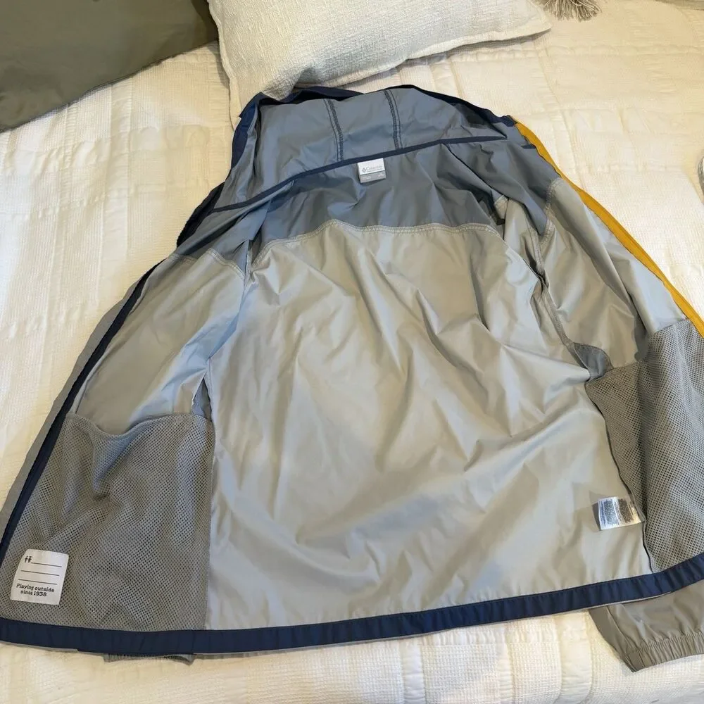 Columbia Youth Glennaker Rain Jacket Boys XL 18/20 Gray Blue Windbreaker Hooded
